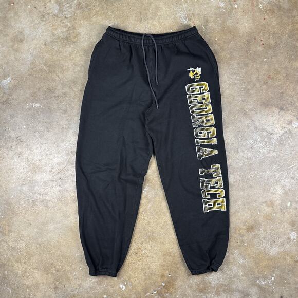 Y2K JanSport Georgia Tech Yellow Jackets Sweatpants Men’s Large Black Collegiate - Picture 1 of 11